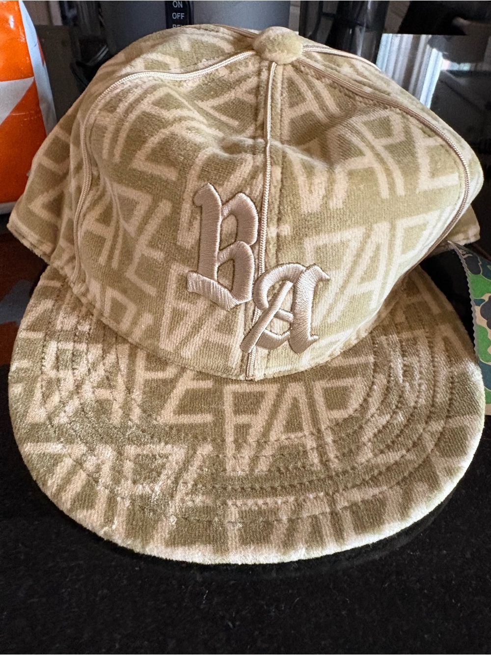 Bape LA Monogram Baseball Cap in Tan
